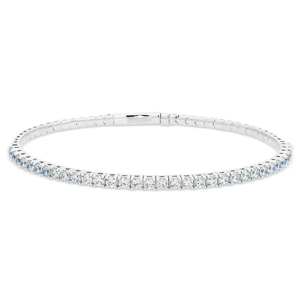 Platinum Finish Sterling Silver Single Row Flexible Bracelet with 2.5mm Simulated Diamonds Texas Gold Connection Greenville, TX