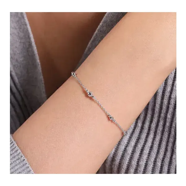 925 Sterling Silver Beaded Station Bracelet Image 3 Texas Gold Connection greenville, TX