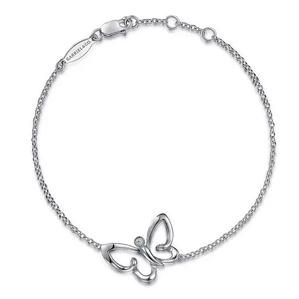 Sterling Silver Chain Bracelet with White Sapphire Butterfly Charm Texas Gold Connection greenville, TX