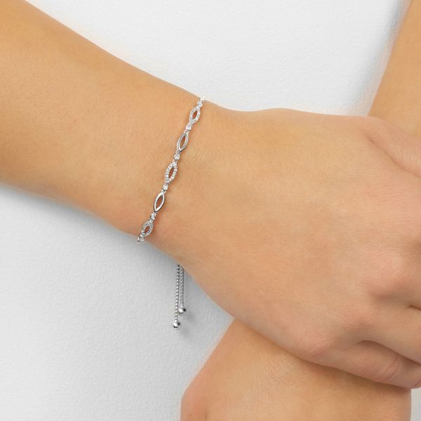 White .925 Silver Bracelet With 0.125Twt Diamonds Image 2 Texas Gold Connection greenville, TX