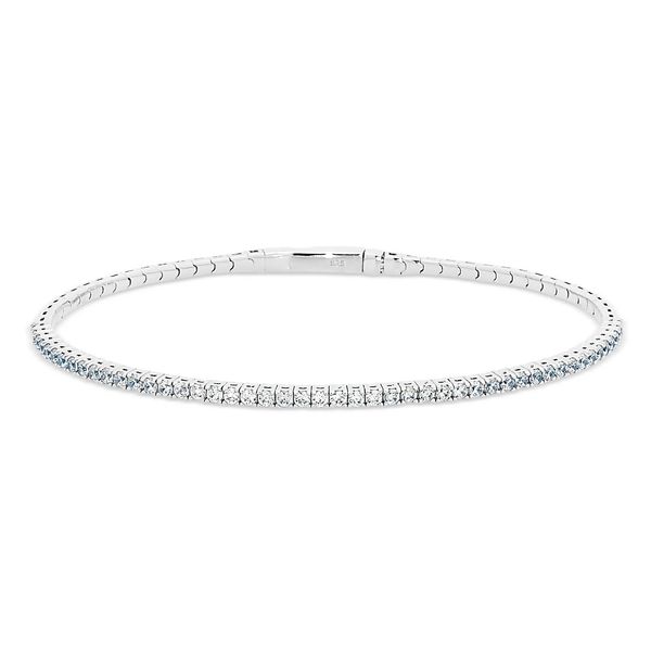 Platinum Finish Sterling Silver Single Row Flexible Bracelet with 1.75mm Simulated Diamonds Texas Gold Connection greenville, TX
