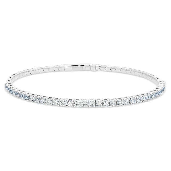 Platinum Finish Sterling Silver Single Row Flexible Bracelet with 2.5mm Simulated Diamonds Texas Gold Connection greenville, TX