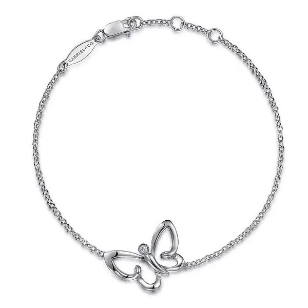 Sterling Silver Chain Bracelet with White Sapphire Butterfly Charm Texas Gold Connection greenville, TX