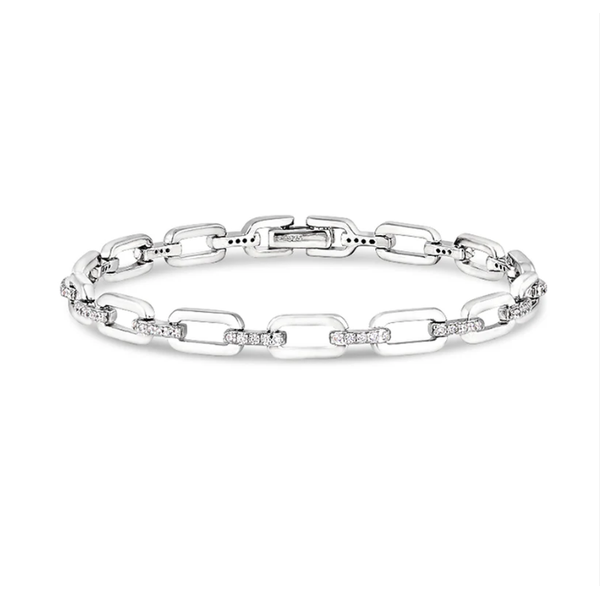 925 Silver Simulated Diamond Micropave Open Link Bracelet Texas Gold Connection greenville, TX