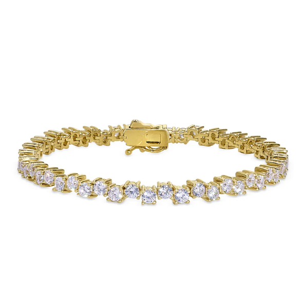 Gold IP Staggered Simulated Diamond Tennis Bracelet Texas Gold Connection greenville, TX