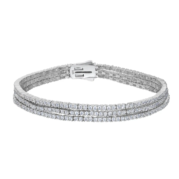 925 Silver Three Row Simulated Diamond Tennis Bracelet Texas Gold Connection greenville, TX