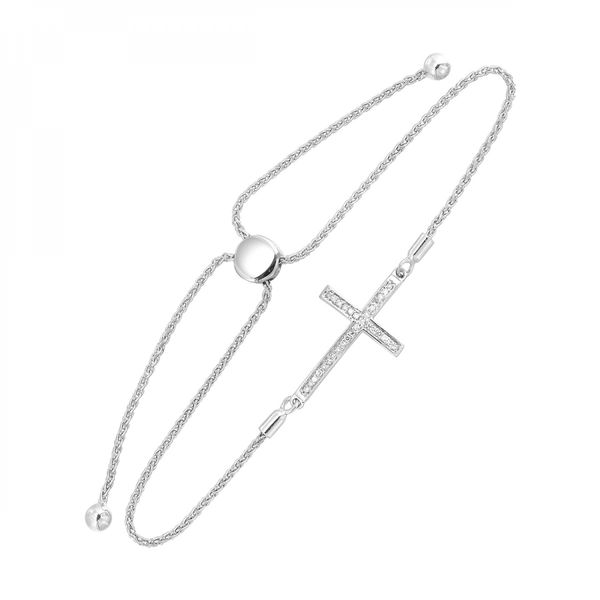 Sterling Silver Cross Diamond Adjustable Bracelet Texas Gold Connection greenville, TX