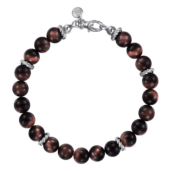 Sterling Silver and 8mm Tiger Eye Beaded Bracelet Texas Gold Connection greenville, TX