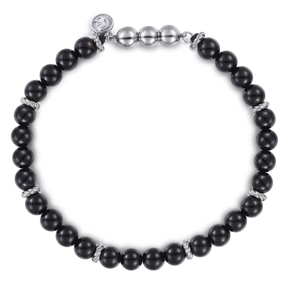 925 Sterling Silver Black Onyx Beaded Bracelet Texas Gold Connection greenville, TX