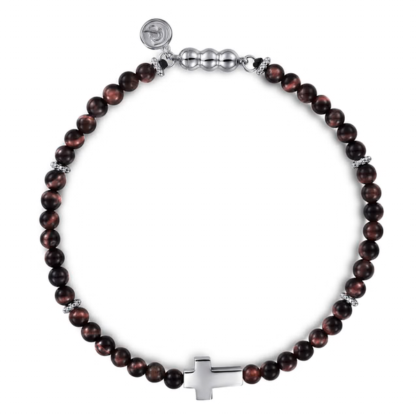 925 Sterling Silver Cross Bracelet with 4mm Tiger Eye Beads Texas Gold Connection greenville, TX
