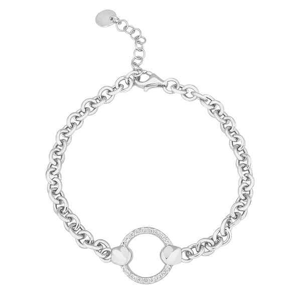 925 Silver Cable Link Bracelet with Central Open Circle Texas Gold Connection greenville, TX