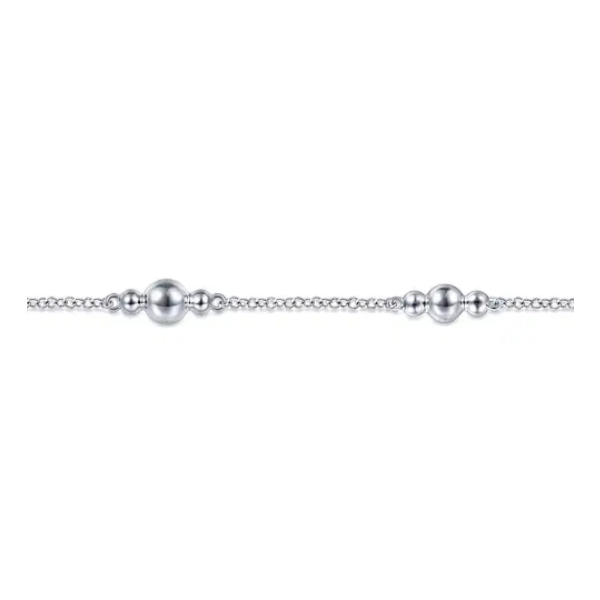 925 Sterling Silver Beaded Station Bracelet Image 2 Texas Gold Connection greenville, TX