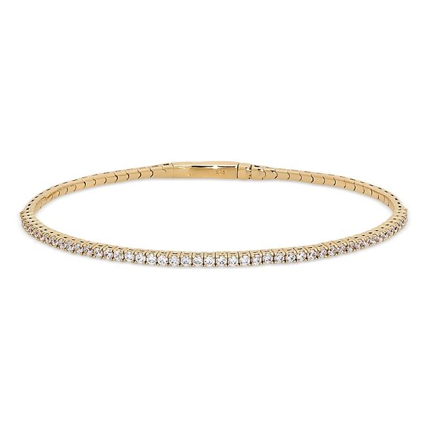 Gold Vermeil Sterling Silver Single Row Flexible Bracelet with 1.75mm Simulated Diamonds Texas Gold Connection greenville, TX