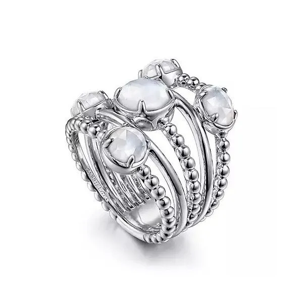 925 Sterling Silver Rock Crystal and White Mother of Pearl Statement Bubble Ring Image 4 Texas Gold Connection Greenville, TX