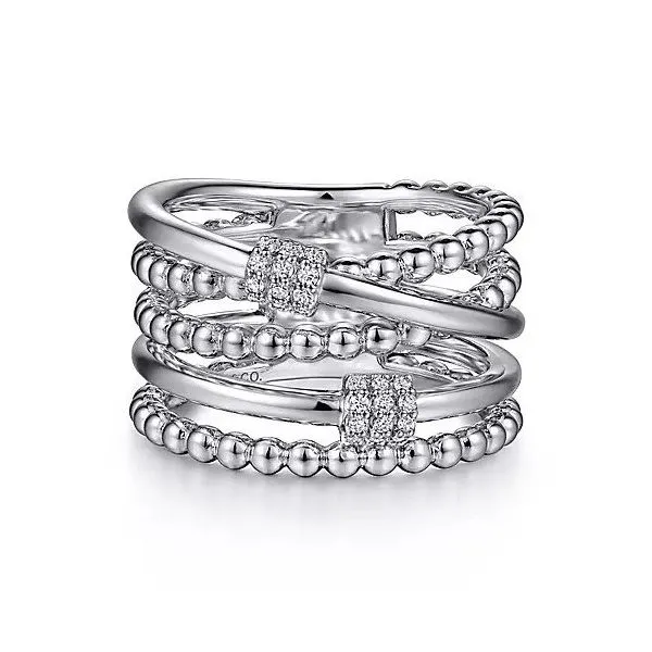 Sterling Silver White Sapphire Cris-Cross Ring Image 4 Texas Gold Connection Greenville, TX