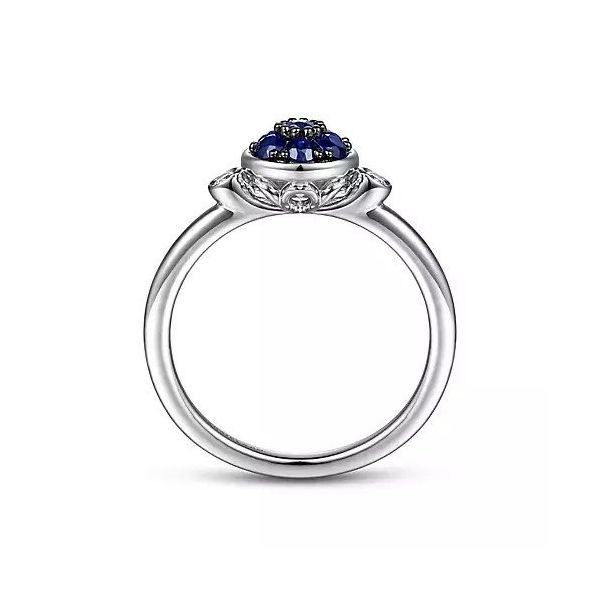 925 Sterling Silver Bezel Set Diamond and B Quality Blue Sapphire Cluster Ring Image 2 Texas Gold Connection Greenville, TX