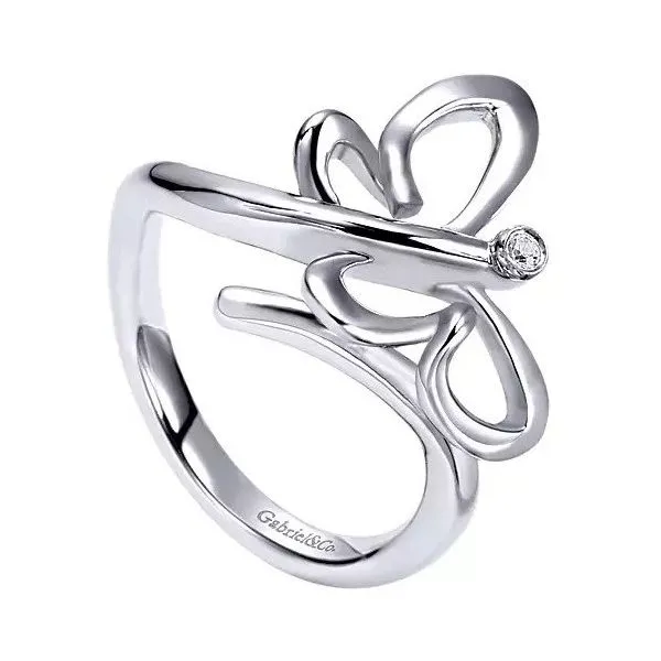 925 Sterling Silver White Sapphire Butterfly Ring Image 3 Texas Gold Connection Greenville, TX