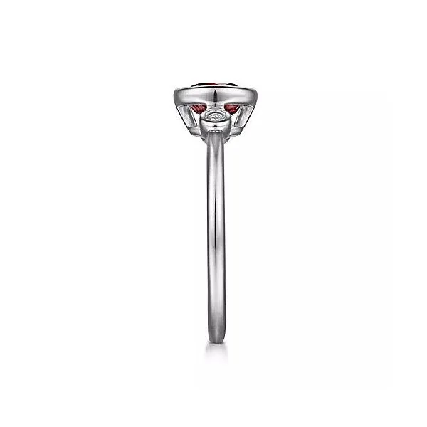 925 Sterling Silver Garnet and Diamond Ring W/Bezel Set Image 4 Texas Gold Connection Greenville, TX