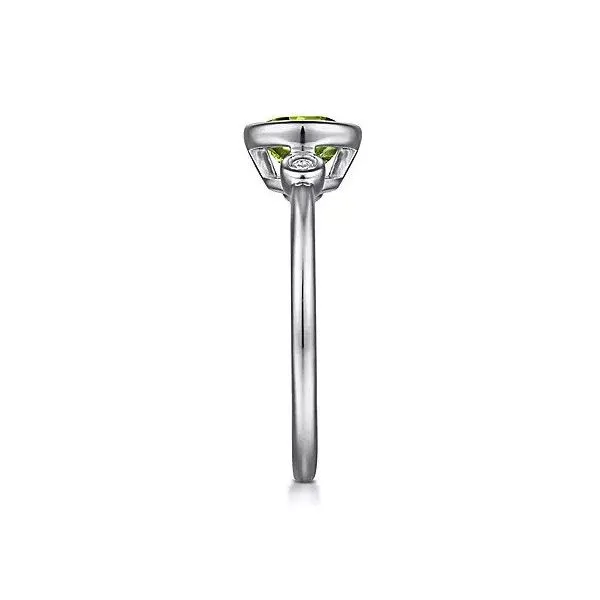 925 Sterling Silver Peridot and Diamond Ring W/Bezel Set Image 4 Texas Gold Connection Greenville, TX