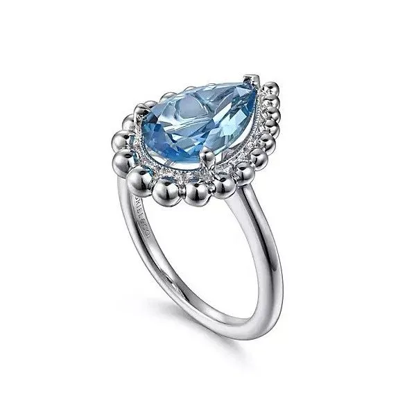 925 Sterling Silver Faceted Swiss Blue Topaz Pear Shape Bujukan Ring Image 3 Texas Gold Connection Greenville, TX