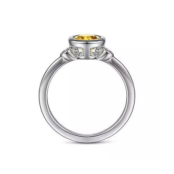 925 Sterling Silver Citrine and Diamond Ring W/Bezel Set Image 2 Texas Gold Connection Greenville, TX