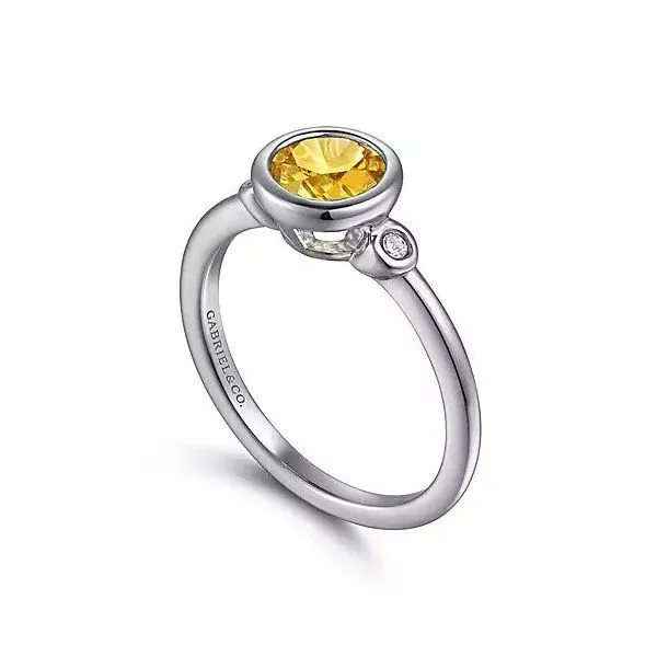 925 Sterling Silver Citrine and Diamond Ring W/Bezel Set Image 3 Texas Gold Connection Greenville, TX