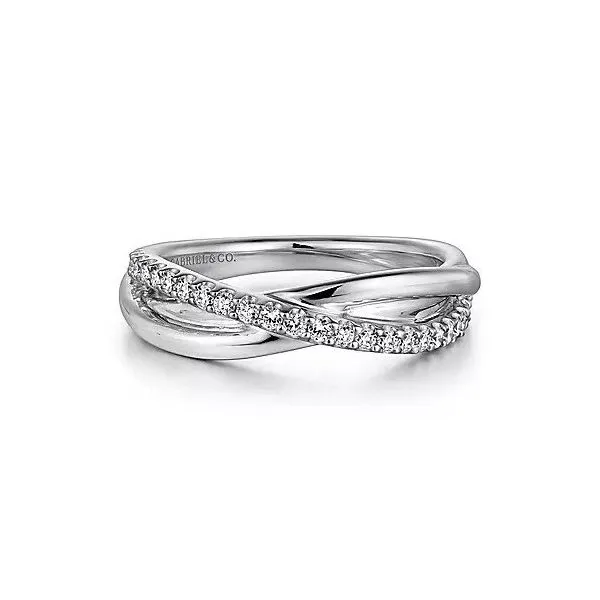 Sterling Silver White Sapphire Pave Criss Cross Ring Texas Gold Connection Greenville, TX