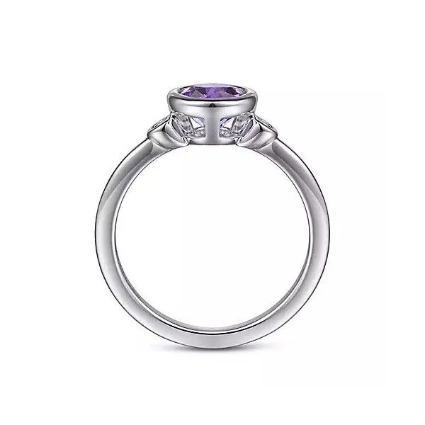 925 Sterling Silver Amethyst and Diamond Ring W/Bezel Set Image 2 Texas Gold Connection Greenville, TX