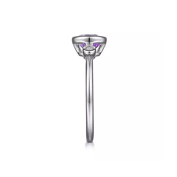925 Sterling Silver Amethyst and Diamond Ring W/Bezel Set Image 4 Texas Gold Connection Greenville, TX