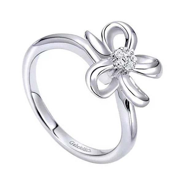 925 Sterling Silver Floral White Sapphire Ladies Ring Image 3 Texas Gold Connection Greenville, TX