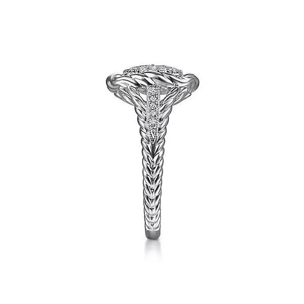 Sterling Silver White Sapphire Pave Ring with Rope Frame Image 4 Texas Gold Connection Greenville, TX