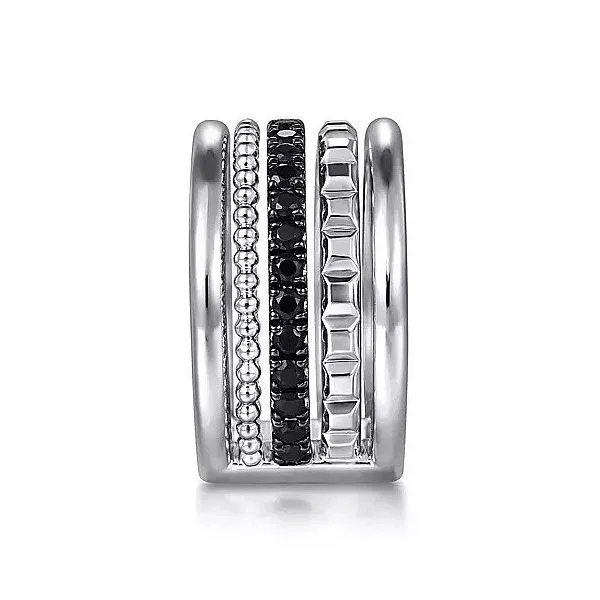 925 Sterling Silver Bujukan Black Spinel and Pyramid Multi Row Easy Stackable Ladies Ring Image 4 Texas Gold Connection Greenville, TX
