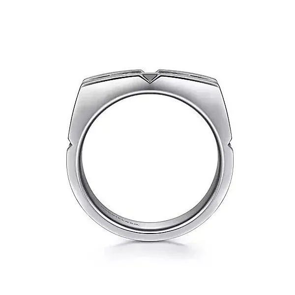925 Sterling Silver Geometric Mens Ring in Satin Finish Image 2 Texas Gold Connection Greenville, TX