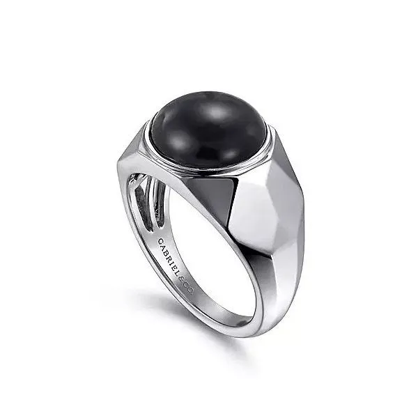 Wide 925 Sterling Silver Signet Ring with Black Onyx in High Polished Finish Image 2 Texas Gold Connection Greenville, TX