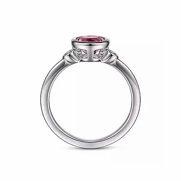 925 Sterling Silver Pink Tourmaline and Diamond Ladies Ring Image 2 Texas Gold Connection Greenville, TX