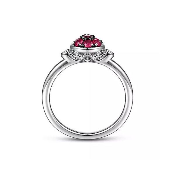 925 Sterling Silver Bezel Set Diamond and B Quality Ruby Cluster Ring Image 2 Texas Gold Connection Greenville, TX