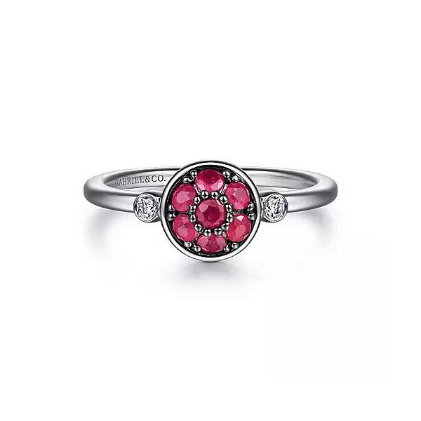 925 Sterling Silver Bezel Set Diamond and B Quality Ruby Cluster Ring Texas Gold Connection Greenville, TX