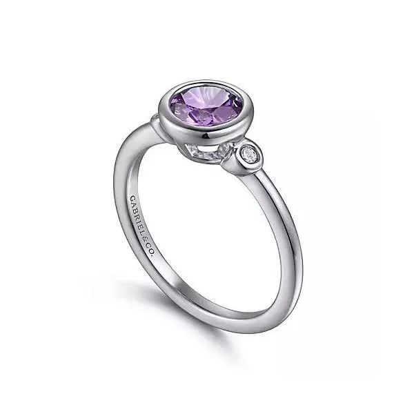 925 Sterling Silver Amethyst and Diamond Ring W/Bezel Set Image 3 Texas Gold Connection Greenville, TX