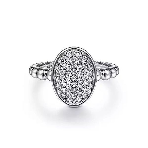 Sterling Silver Oval Ring with White Sapphire Pave Texas Gold Connection Greenville, TX