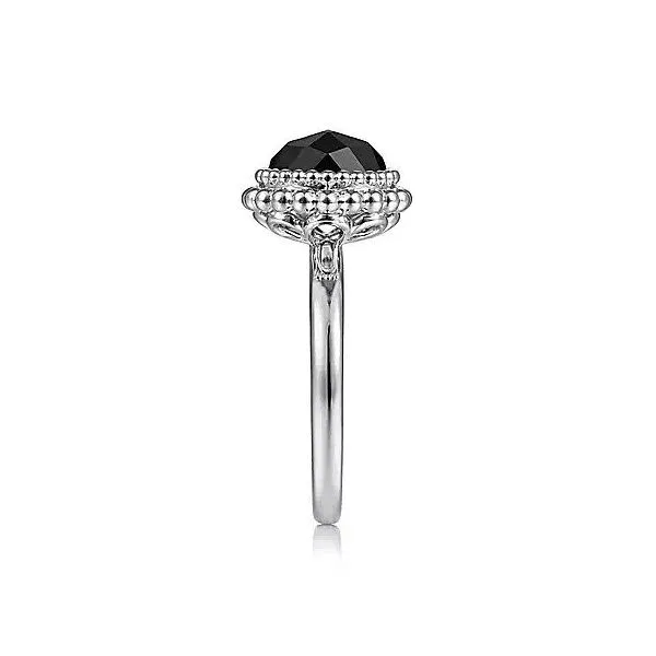 925 Sterling Silver Round Black Onyx Bezel Set Ring with Bujukan Bead Halo Image 4 Texas Gold Connection Greenville, TX