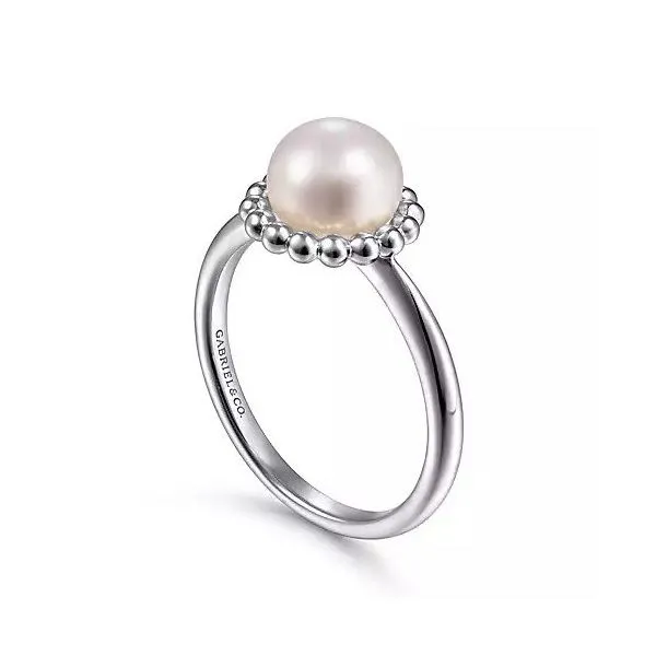 925 Sterling Silver Pearl Ring with Bujukan Beaded Halo Image 3 Texas Gold Connection Greenville, TX