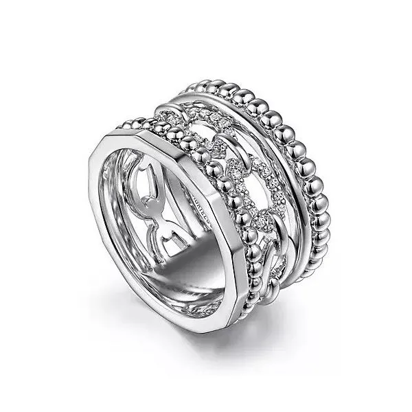 Sterling Silver White Sapphire Wide Statement Ring Image 3 Texas Gold Connection Greenville, TX
