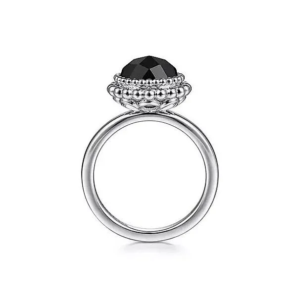 925 Sterling Silver Round Black Onyx Bezel Set Ring with Bujukan Bead Halo Image 2 Texas Gold Connection greenville, TX