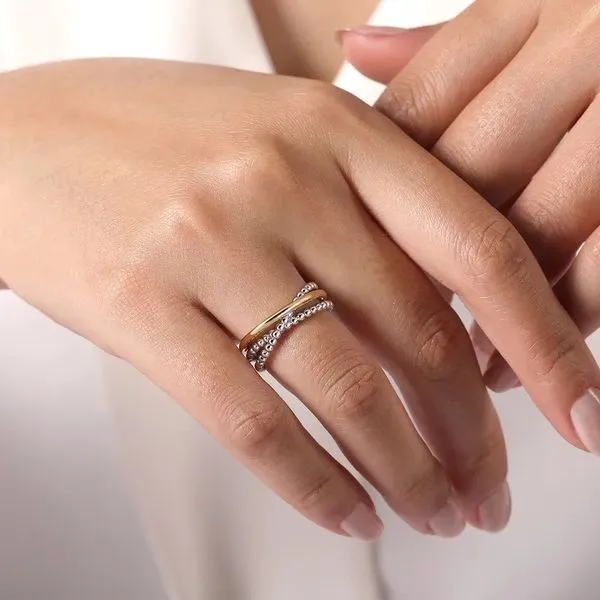 925 Sterling Silver and 14K Yellow Gold Criss-Cross Ring Image 3 Texas Gold Connection greenville, TX