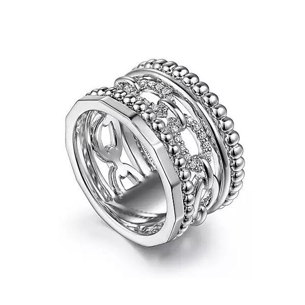 Sterling Silver White Sapphire Wide Statement Ring Image 3 Texas Gold Connection greenville, TX
