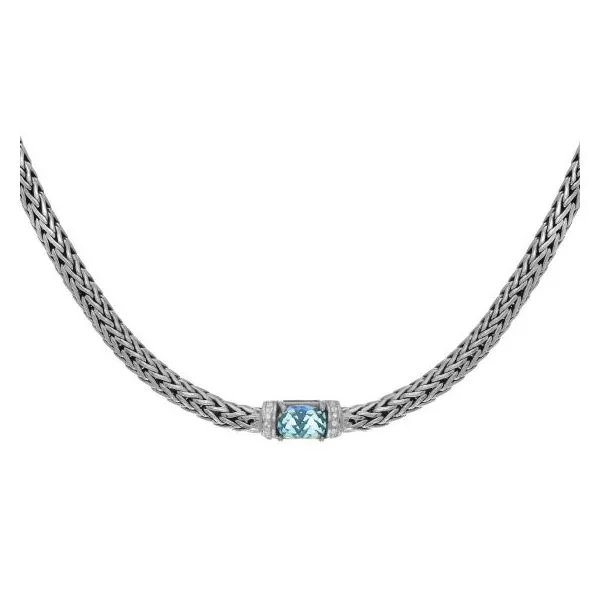 Lady's Sterling Silver Dome Weave Necklace with Blue Topaz Texas Gold Connection Greenville, TX