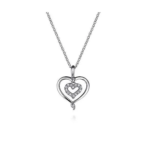 18 inch 925 Sterling Silver and Diamond Double Heart Pendant Necklace Texas Gold Connection Greenville, TX