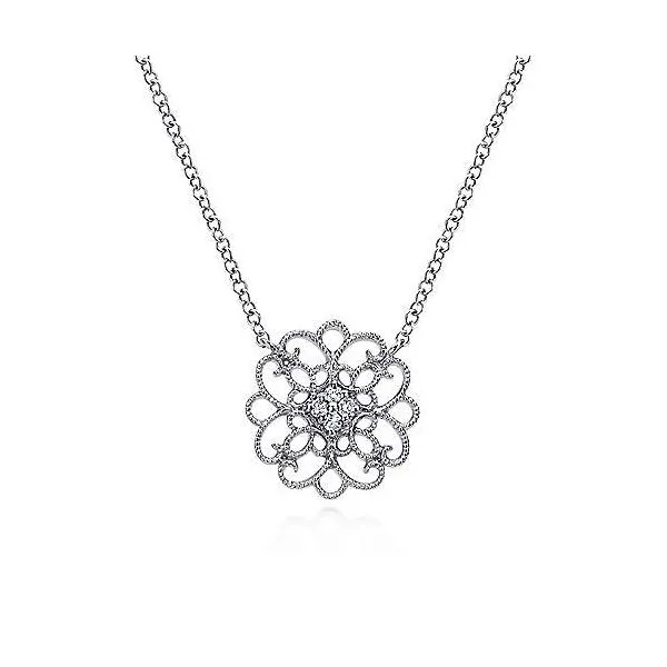 Lady's White Sterling Silver Necklace/Pendants With 0.05Tw Round White Sapphires Texas Gold Connection Greenville, TX
