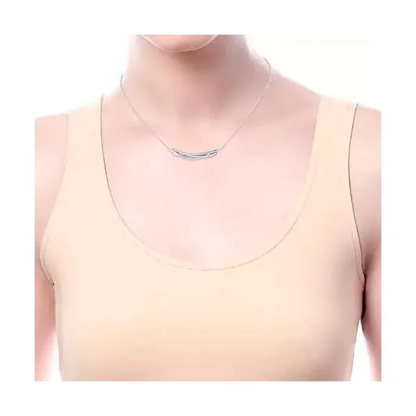 Sterling Silver White Sapphire Bar Pendant Necklace Image 3 Texas Gold Connection Greenville, TX