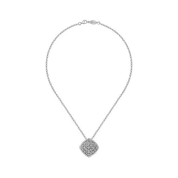 18 inch 925 Sterling Silver Pave Diamond Cushion Shape Pendant Necklace Image 2 Texas Gold Connection Greenville, TX